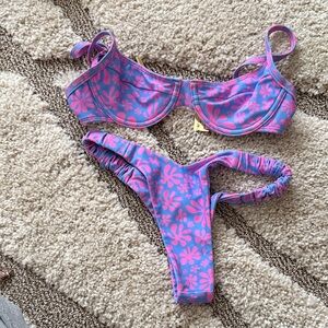 Kulani Kini Floral Bikini Set in Pink and Purple